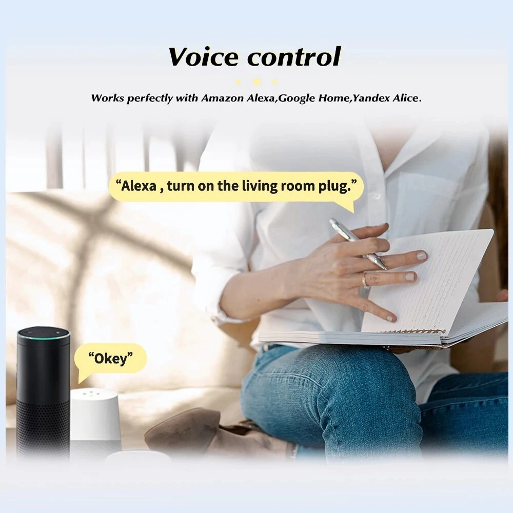 Tuya 16A/20A Smart EU Socket AC100-240V WiFi Smart Plug Power Outlet Voice Control with Alexa Google Home