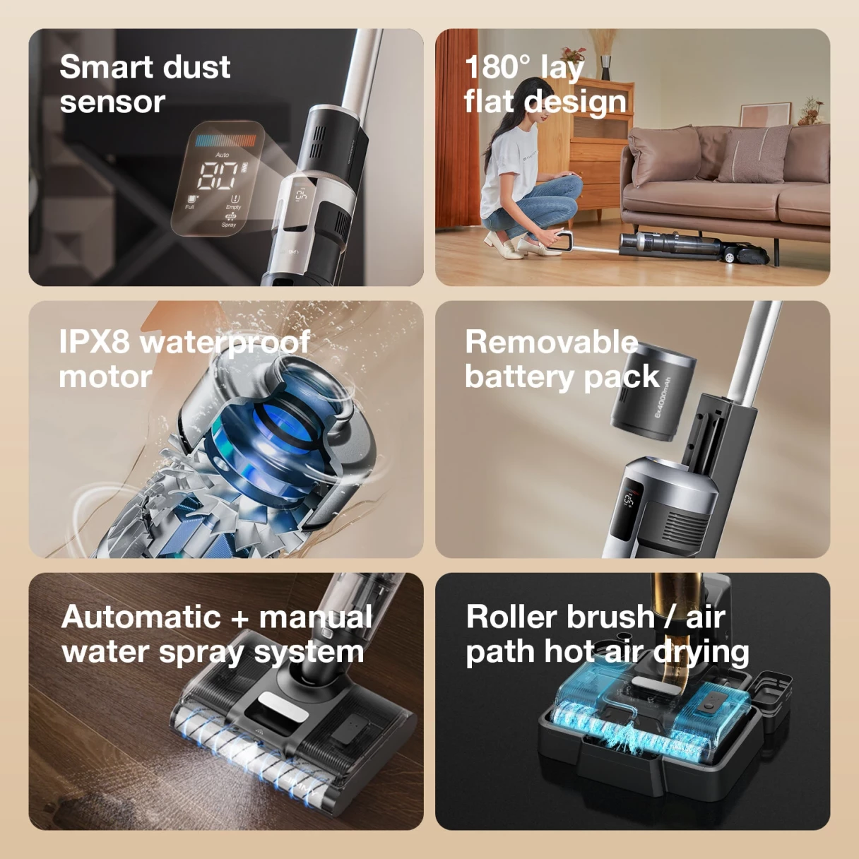 [EU Direct] JIMMY HW9 Pro Max 2 In 1 460W Cordless Vacuum Cleaner Smart LED Screen Self-Cleaning Handheld Floor Scrubber