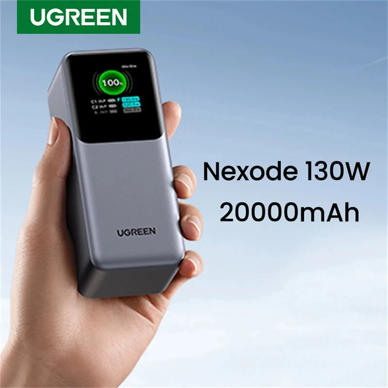 Ugreen Nexode PB721 130W 20000mAh 10000mAh Smart Screen Display Power Bank External Battery Power Supply with 1 Input & 3 Outputs Support PD3.0 Fast Charging for iPhone 16 15 Pro 14 13 Pro Max for Huawei Mate XT for Xiaomi 15pro
