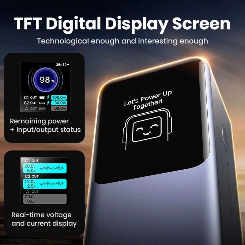 Ugreen Nexode PB721 130W 20000mAh 10000mAh Smart Screen Display Power Bank External Battery Power Supply with 1 Input & 3 Outputs Support PD3.0 Fast Charging for iPhone 16 15 Pro 14 13 Pro Max for Huawei Mate XT for Xiaomi 15pro
