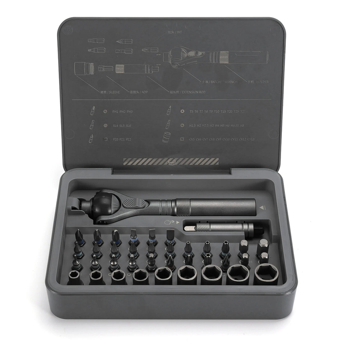 DUKA RS2 Ratchet Screwdriver Set with 40-in-1 Accessories Precision Structure 180° Universal Ratchet Head Multi-Magnetic Design