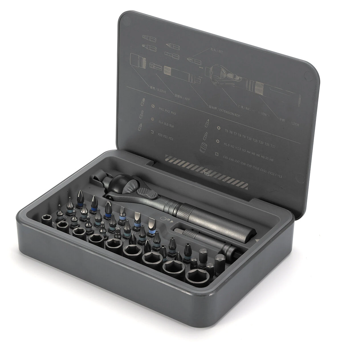 DUKA RS2 Ratchet Screwdriver Set with 40-in-1 Accessories Precision Structure 180° Universal Ratchet Head Multi-Magnetic Design