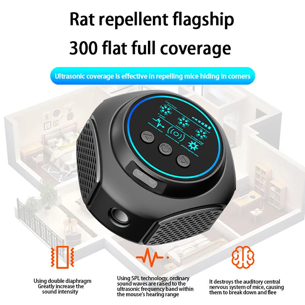 20kHz - 45kHz Ultrasonic Mouse Repeller High Power Mosquito Repeller Insect Repeller 360° Repeller for Large Homes Warehouses Hotels And Office Spaces