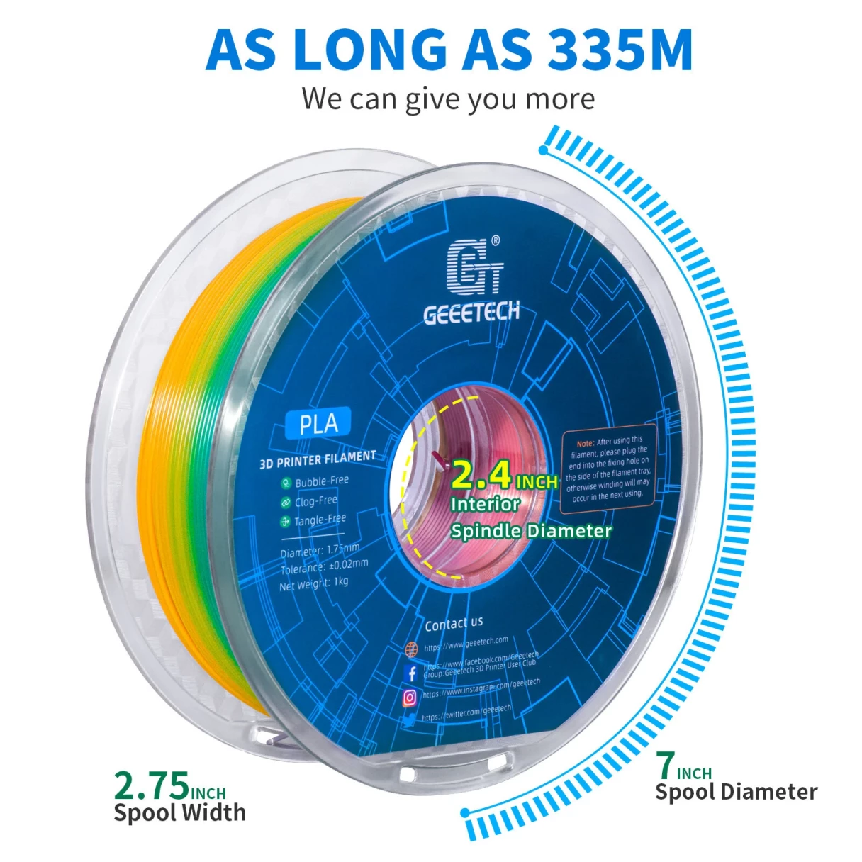 Geeetech PLA 3D Printing Filament Transparent/Gradient/Green 1KG 1.75mm for 3D Printing