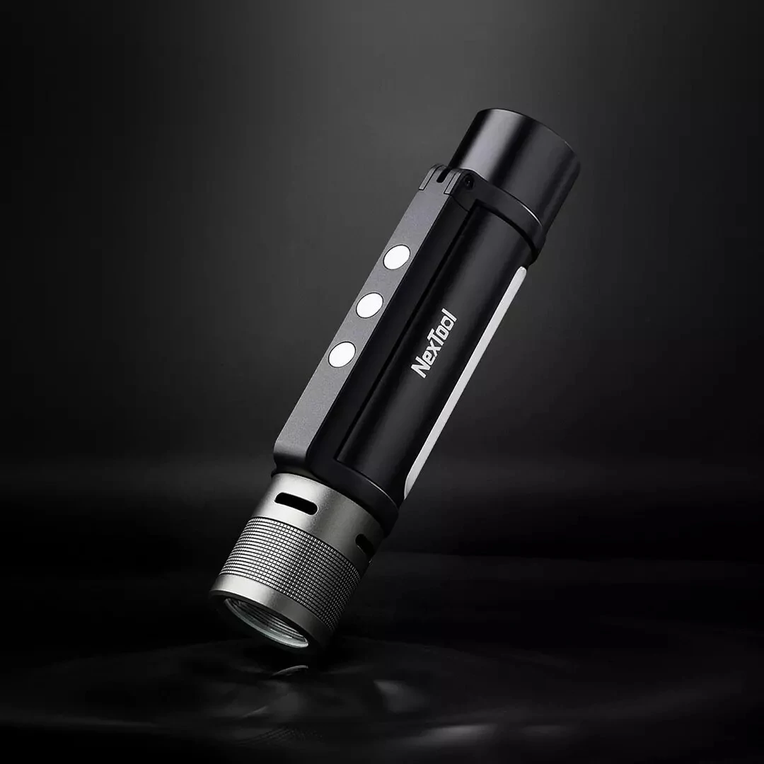 NEXTOOL 6-in-1 1000lm Dual-light Zoomable Alarm Flashlight USB-C Rechargeable Mobile Power Bank Magnetic Camping Work Light