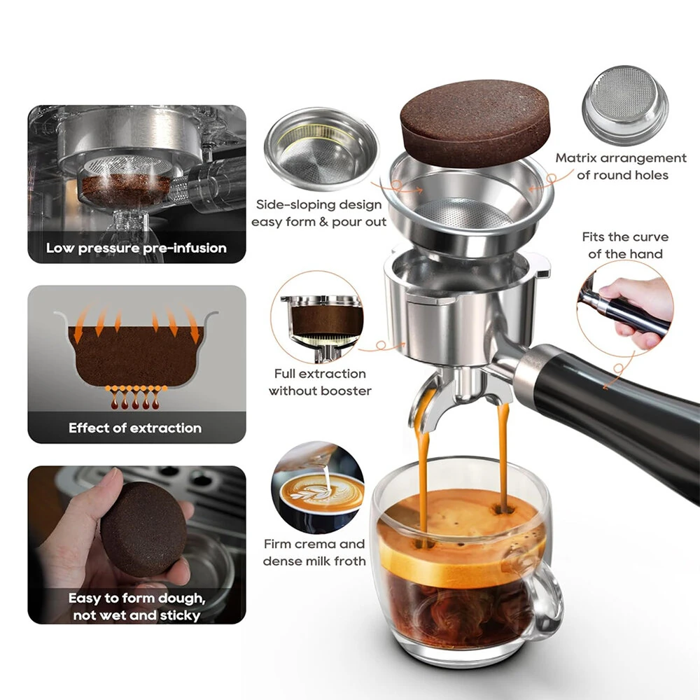 [EU Direct] HiBREW H10A & G5 Combo 20Bar Semi Automatic Espresso Coffee Machine + G5 Electric Burr Grinder 36 Settings for Home Barista