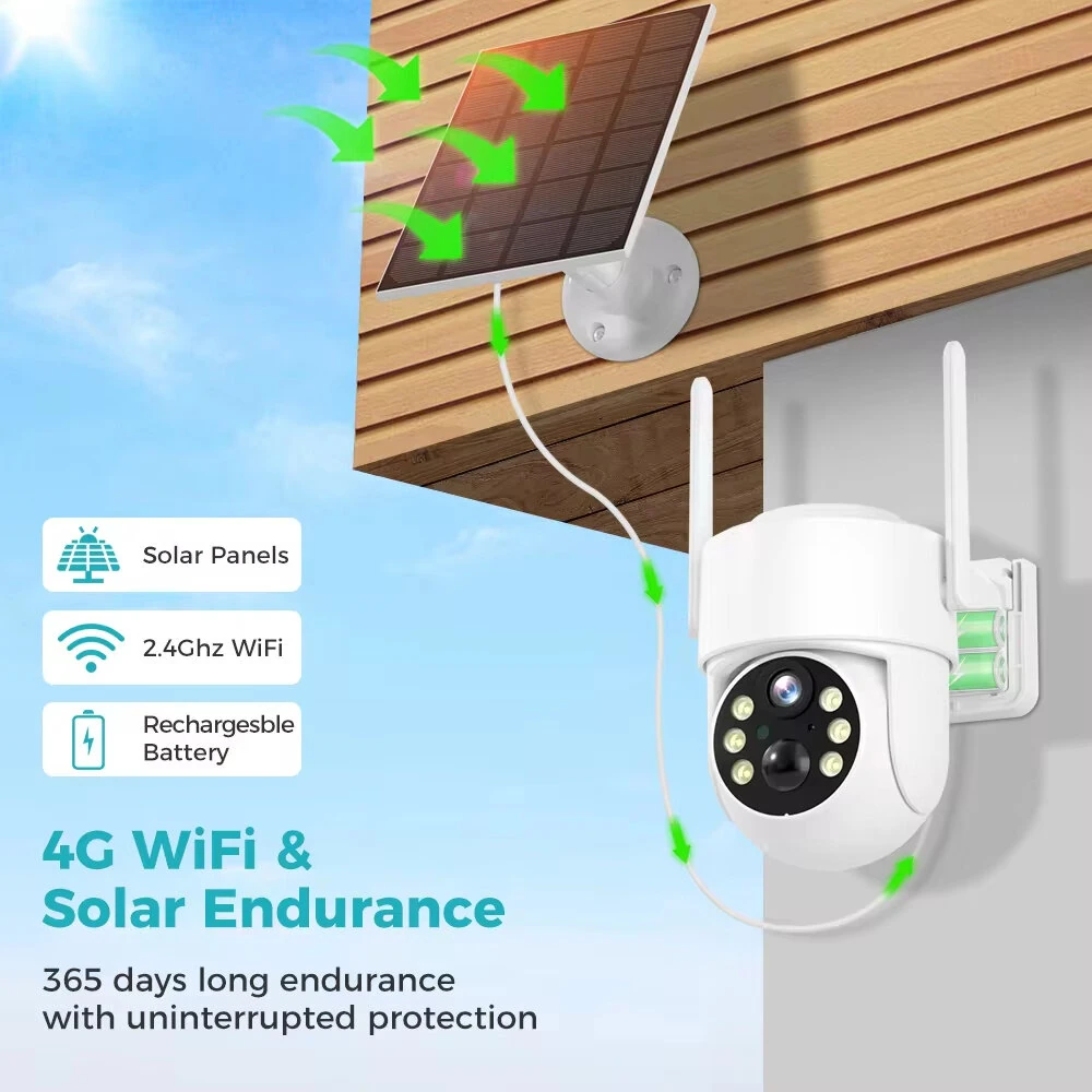 Hiseeu WTD714 4MP Wifi Solar Camera 2K Outdoor Wireless Surveillance IP Camera with PIR Motion Detection PTZ Night Vision and iCSee App