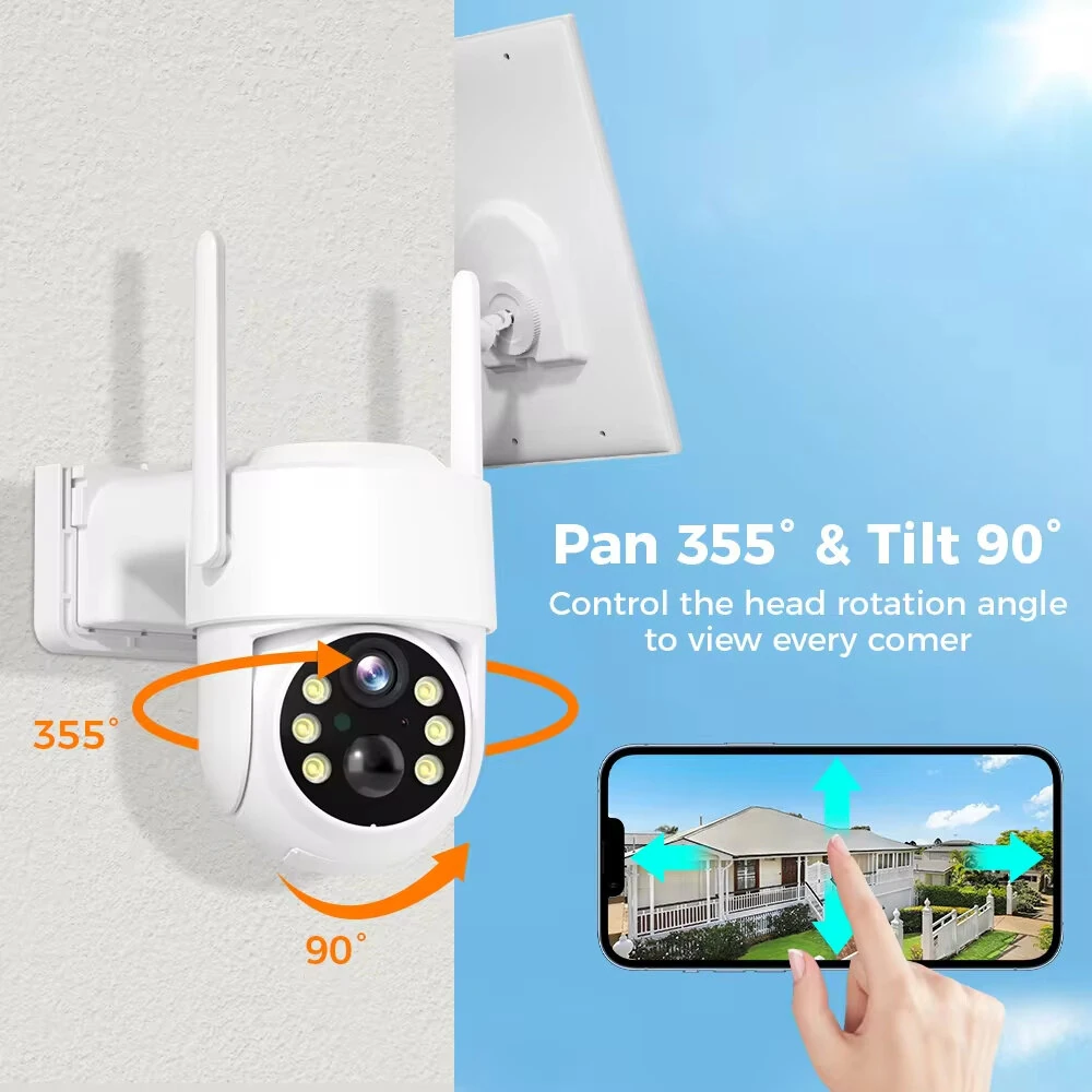 Hiseeu WTD714 4MP Wifi Solar Camera 2K Outdoor Wireless Surveillance IP Camera with PIR Motion Detection PTZ Night Vision and iCSee App