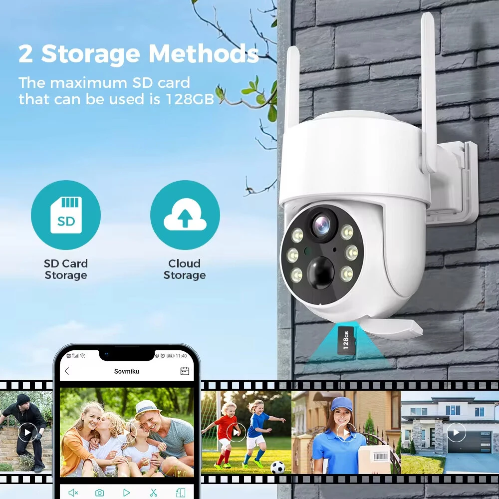 Hiseeu WTD714 4MP Wifi Solar Camera 2K Outdoor Wireless Surveillance IP Camera with PIR Motion Detection PTZ Night Vision and iCSee App