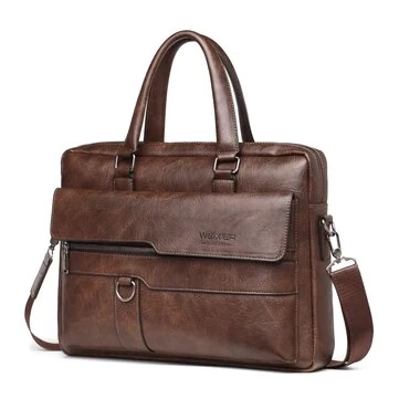 WEIXIER Men's Briefcase Retro Business Casual Laptop Bag Office High Quality PU Leather Handbag Shoulder Messenger Bags