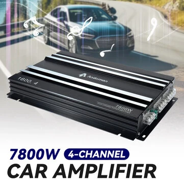 Andeman 7800W 4-Channel Car Amplifier High Power Output 12V-13.8V Efficient Cooling Design for Enhanced Audio Performance