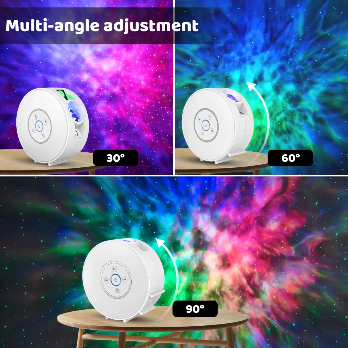 BlitzWill® BW-PLT2 Smart Star Projector with Star & Colorful LED Nebula 6 Theme Film Slides bluetooth Speaker White Noise Alarm APP& Voice Control