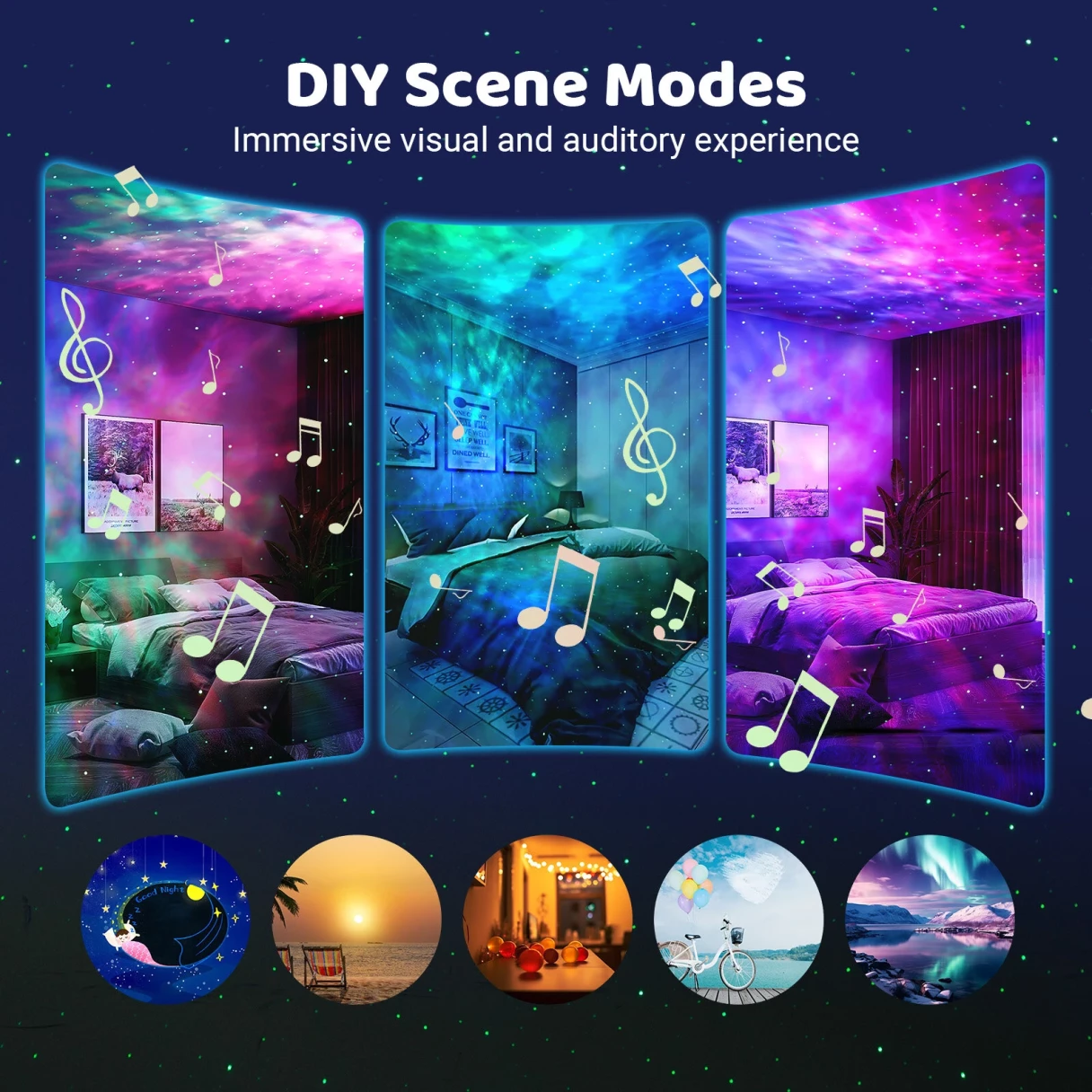 BlitzWill® BW-PLT2 Smart Star Projector with Star & Colorful LED Nebula 6 Theme Film Slides bluetooth Speaker White Noise Alarm APP& Voice Control