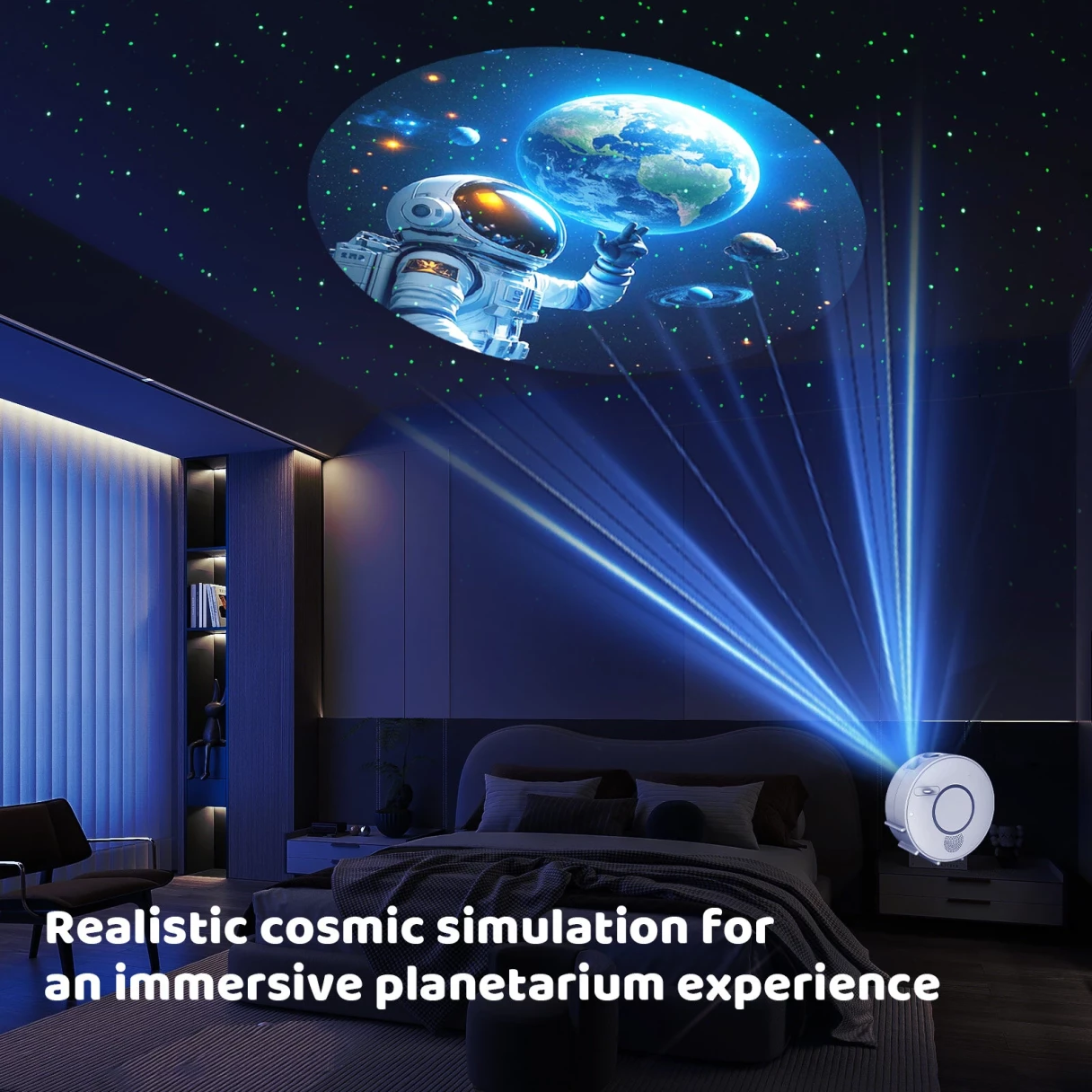 BlitzWill® BW-PLT2 Smart Star Projector with Star & Colorful LED Nebula 6 Theme Film Slides bluetooth Speaker White Noise Alarm APP& Voice Control