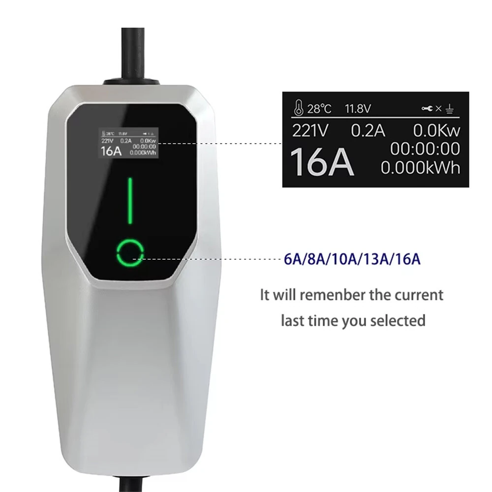 Type 2 EV Charger 11KW 3 Phase 6A 8A 10A 13A 16A Adjustable Current Electric Vehicle Charging Station CEE5EE1634Y / CEE5EE16310Y