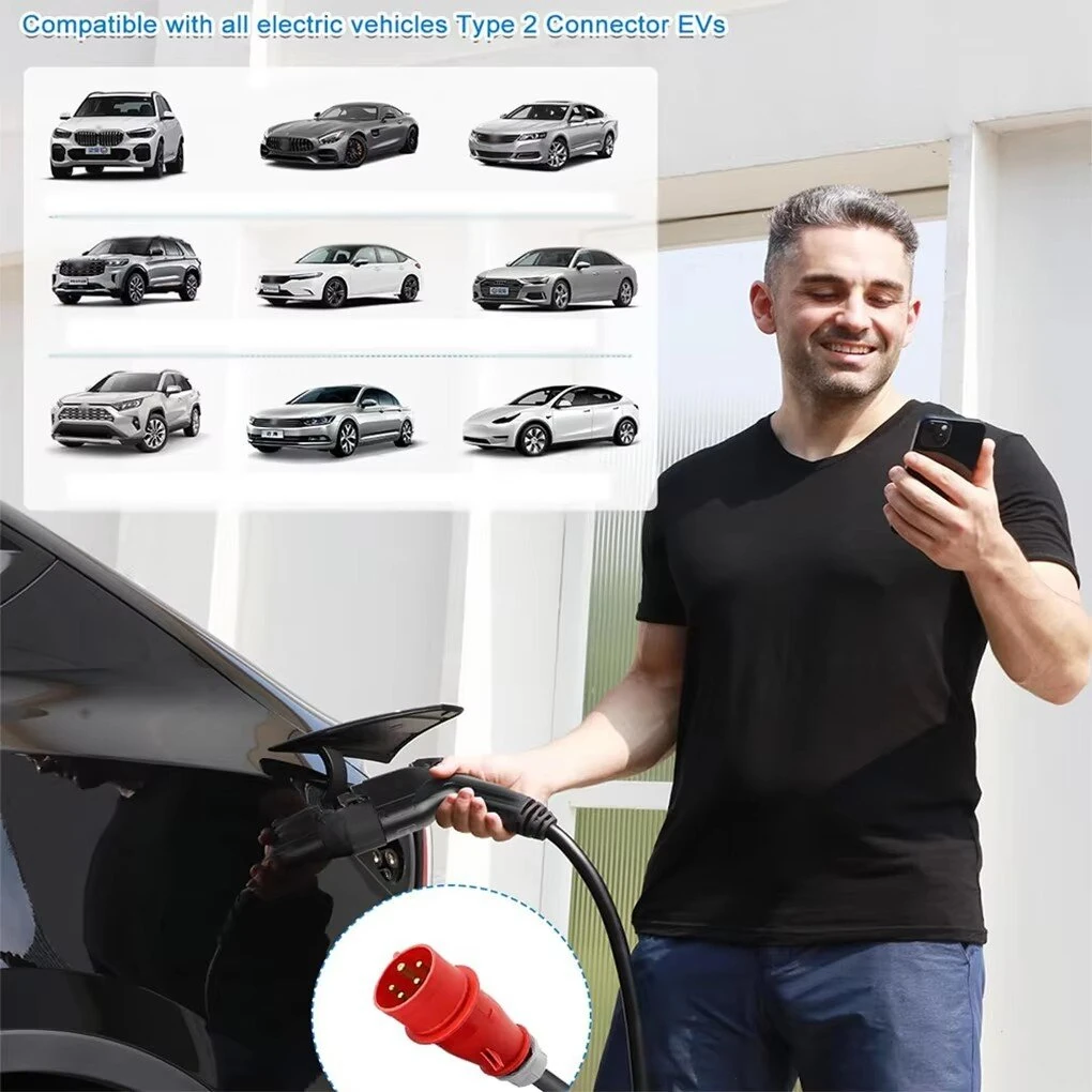 Type 2 EV Charger 11KW 3 Phase 6A 8A 10A 13A 16A Adjustable Current Electric Vehicle Charging Station CEE5EE1634Y / CEE5EE16310Y