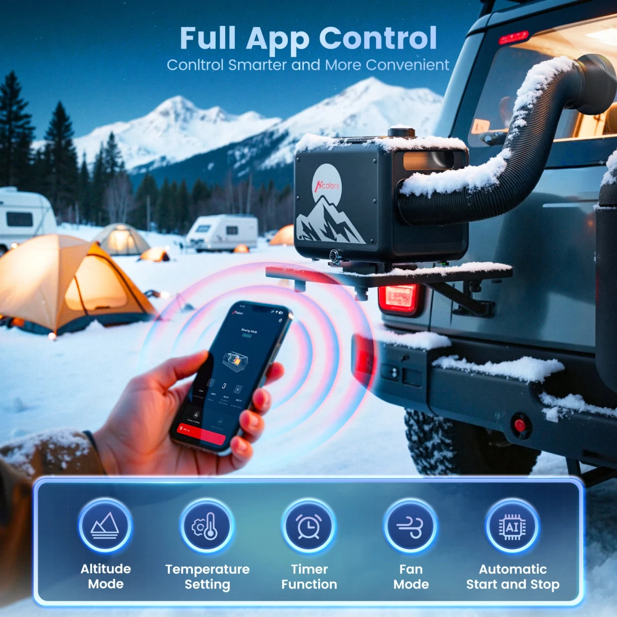 HCALORY TB MAX 8KW Diesel Heater All in One 7.5L  Diesel Air Heater 220/12/24V Parking Heater with App Control CO Alarm Wireless Temperature Sensing and Altitude Mode for RV Garage Camper 2025 Upgraded