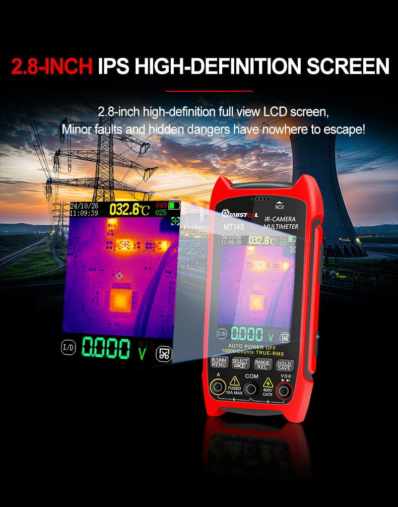 MUSTOOL  MT14S/MT14SPRO Thermal Imaging Multimeter & PCB Circuit Board Tester ISR 240x240 -20°C to +550°C 25HZ 1000V DC 750V AC 10A Resistance Measurement