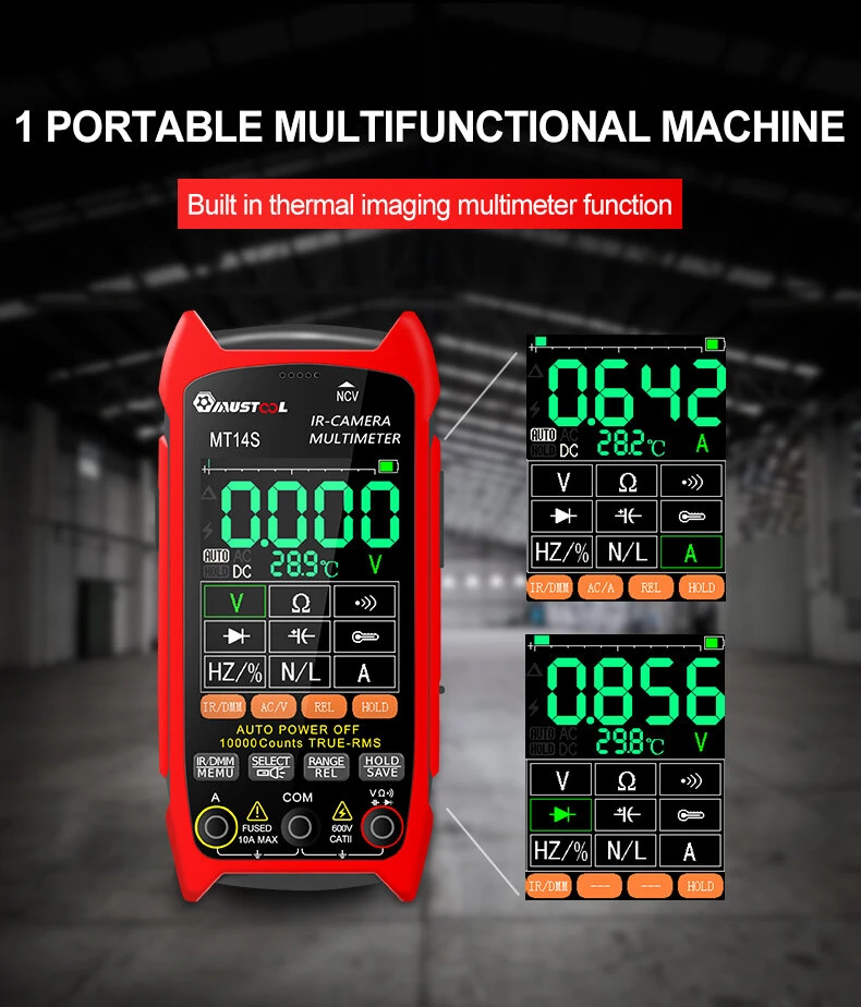 MUSTOOL  MT14S/MT14SPRO Thermal Imaging Multimeter & PCB Circuit Board Tester ISR 240x240 -20°C to +550°C 25HZ 1000V DC 750V AC 10A Resistance Measurement