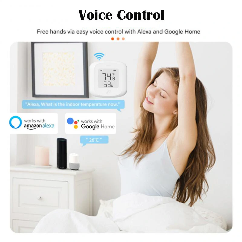 Tuya Smart WiFi Zigbee3.0 Temperature Humidity Sensor Indoor Hygrometer Thermometer Detector with LCD Display Remote Control Support Alexa Google Home