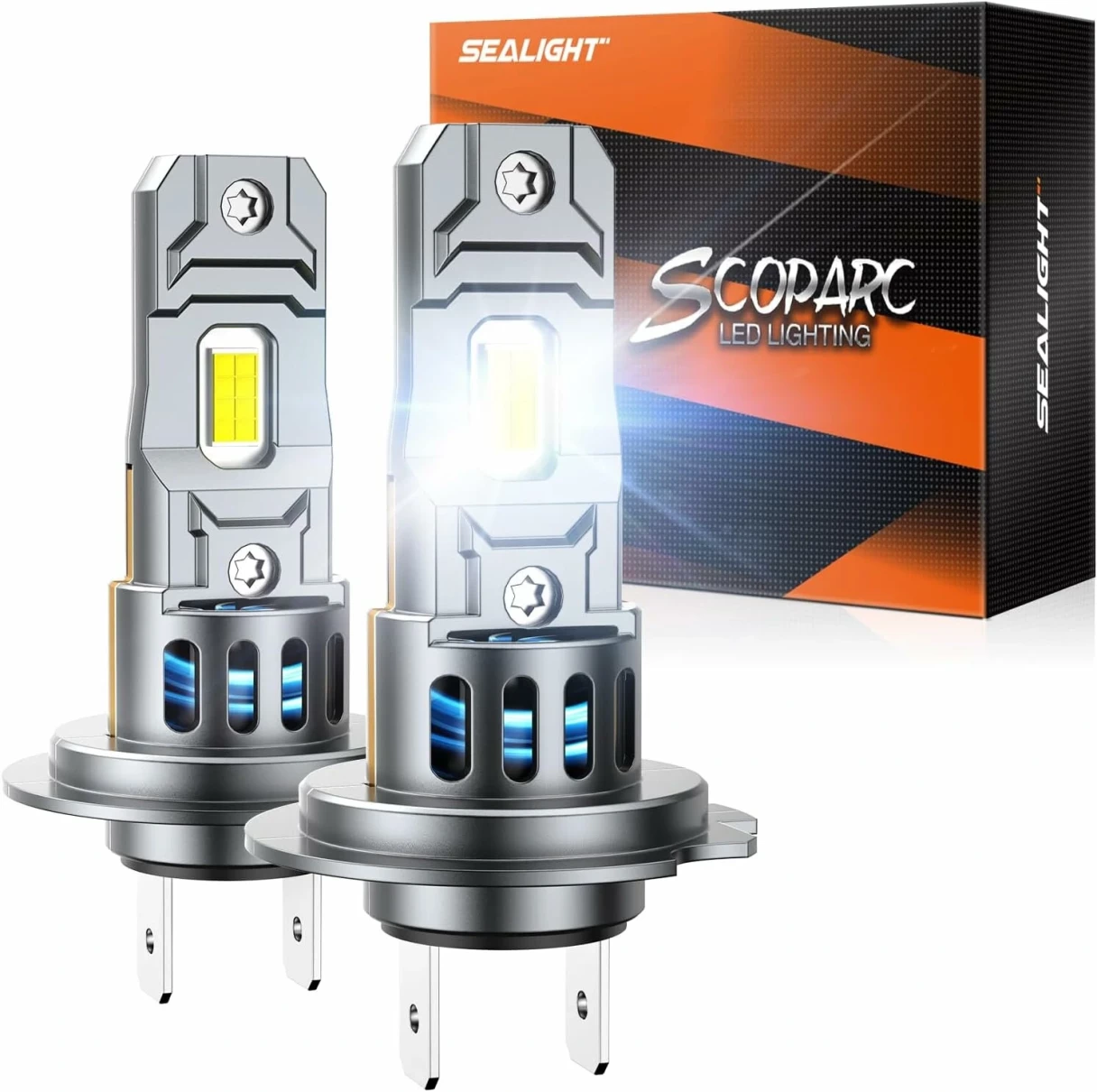 SEALIGHT S2S-H7 Pair Car Front LED Headlight Car Headlamp Hi/Low Beam Super Brightness Light Bulb 6500K Cool White