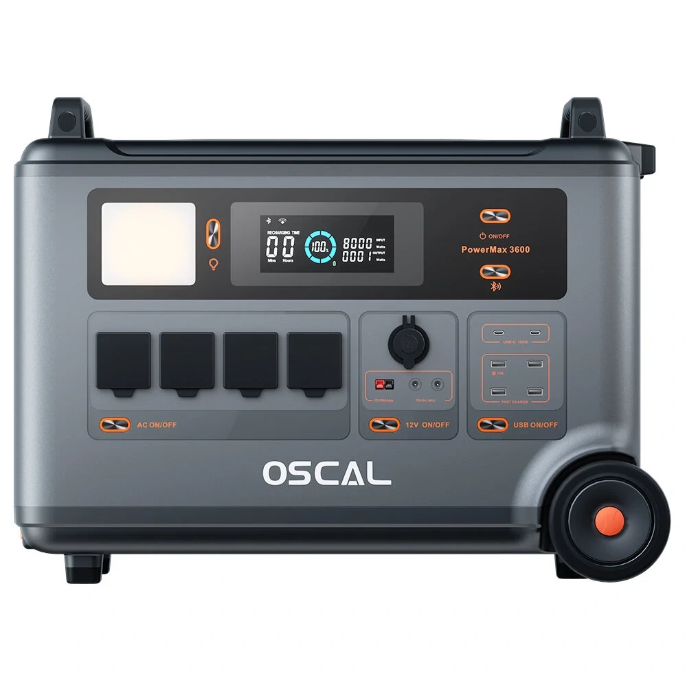 [EU Direct] Blackview OSCAL PowerMax 3600 Portable Power Station with 3*200W Solar Panel, 3600Wh LiFePO4 Solar Generator for Home Use, Outdoor Camping, RV Trip, PM200 PRO