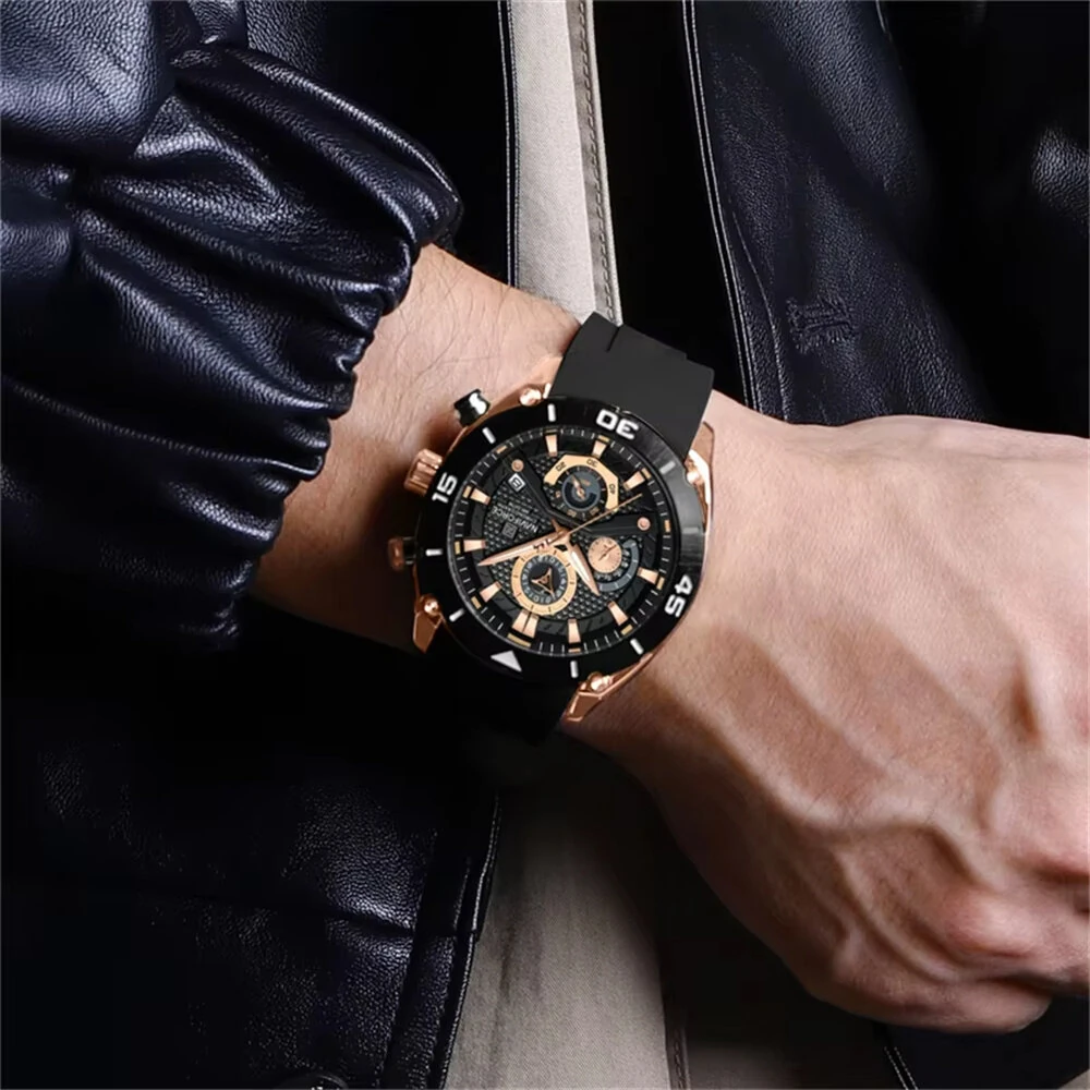 NAVIFORCE Fashion Men Watch Waterproof Luminous Sport Quartz Watch Chronograph Date Wristwatch