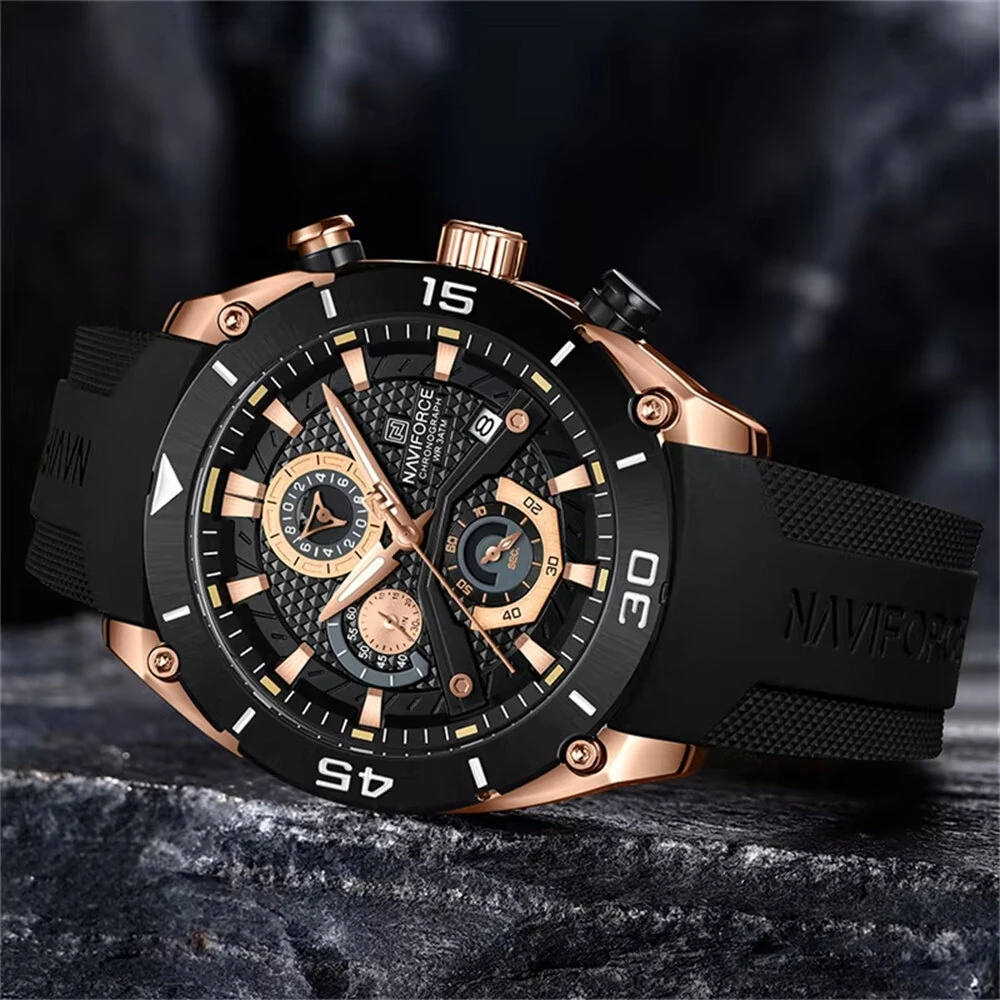 NAVIFORCE Fashion Men Watch Waterproof Luminous Sport Quartz Watch Chronograph Date Wristwatch