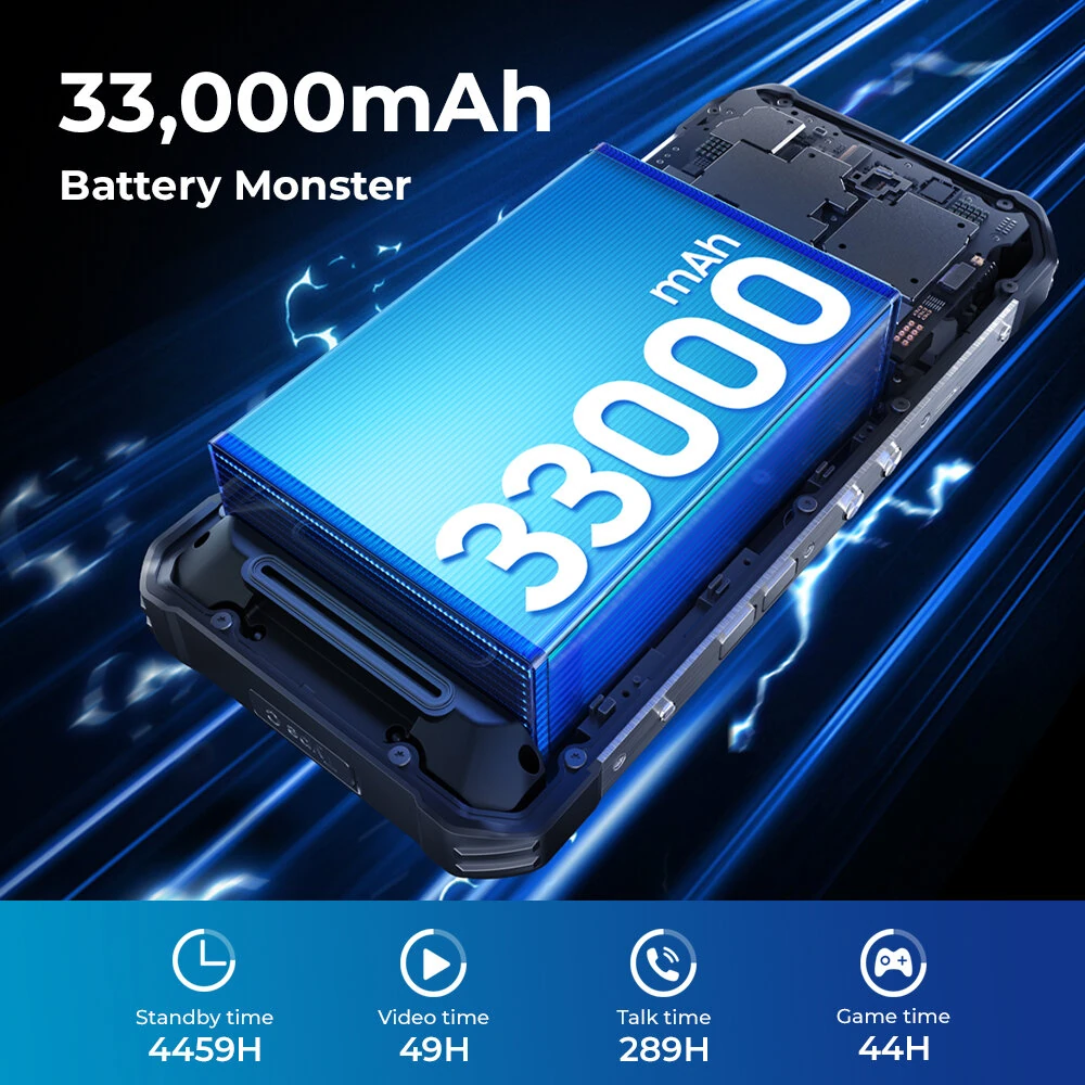 [EU Direct] Oukitel WP100 Titan 5G 33000mAh Built-in Projector 200MP Camera 48GB 512GB 1200 lumen Camping Light 6.8 inch 66W Fast Charge Dimensity 7300 NFC IP68 IP69K Waterproof Rugged Smartphone