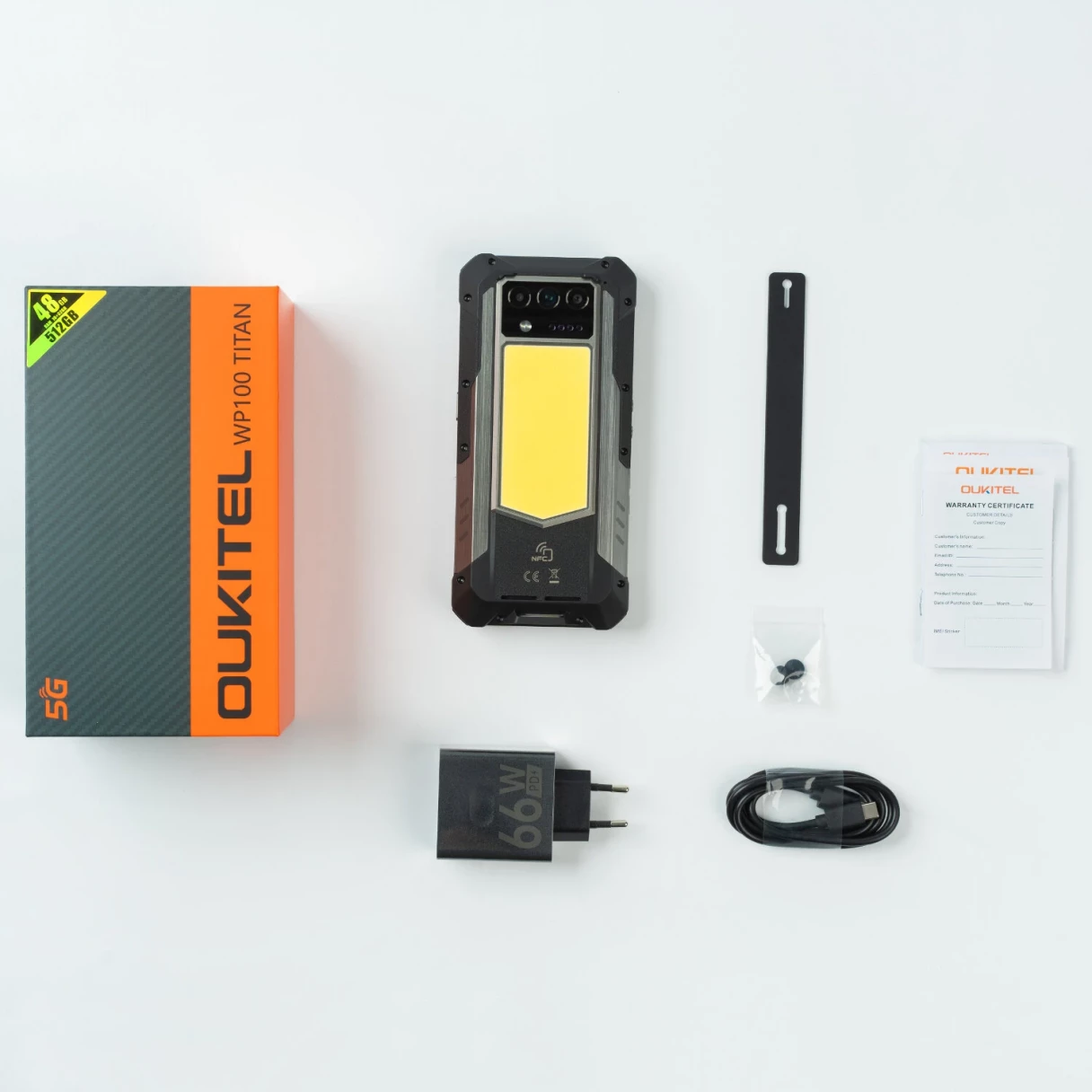[EU Direct] Oukitel WP100 Titan 5G 33000mAh Built-in Projector 200MP Camera 48GB 512GB 1200 lumen Camping Light 6.8 inch 66W Fast Charge Dimensity 7300 NFC IP68 IP69K Waterproof Rugged Smartphone