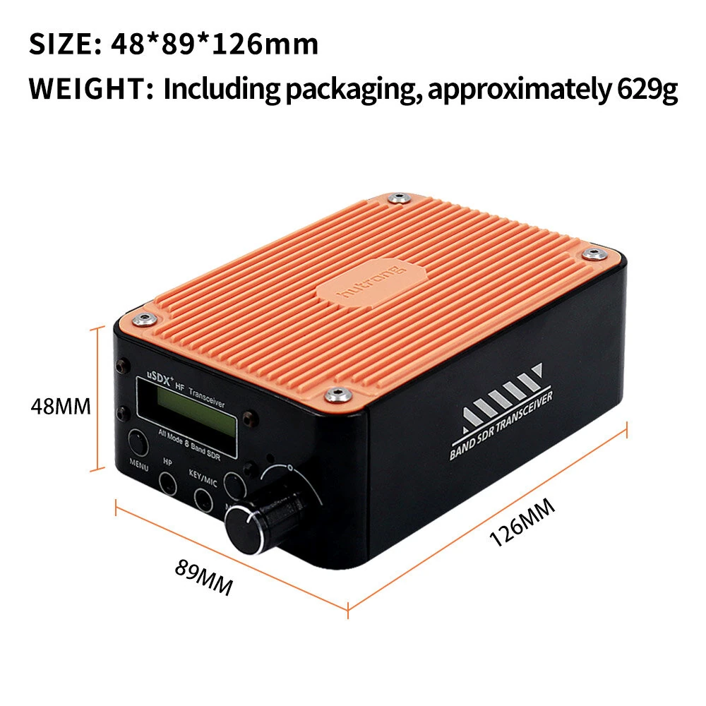 USDX+ Plus V2 QRP HF Transceiver 8 Band 3-5W Output Built-in 4000mAh Battery Compact Design Aluminum Case CW Decoding Portable Radio