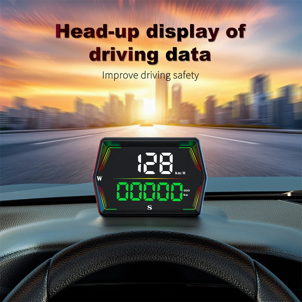 WEIYING G21 Car HUD GPS Head Up Display 360° Rotation Digital Speedometer Large Font Compass Time Overspeed Warning Customized