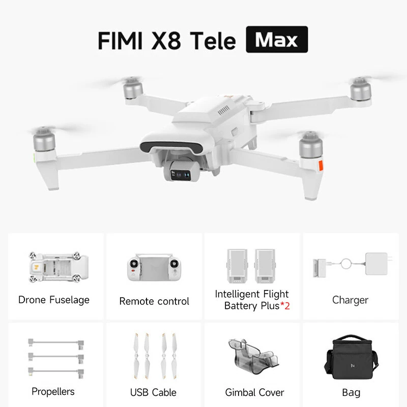 [EU Direct] FIMI X8 TELE MAX Beyond Vision Roklink 5.0 20KM FPV With Dual Camera 4K 60fps 30X ZOOM 3-axis Mechanical Gimbal AI Super Night Video 47mins Flight Time GPS RC Drone Quadcopter RTF