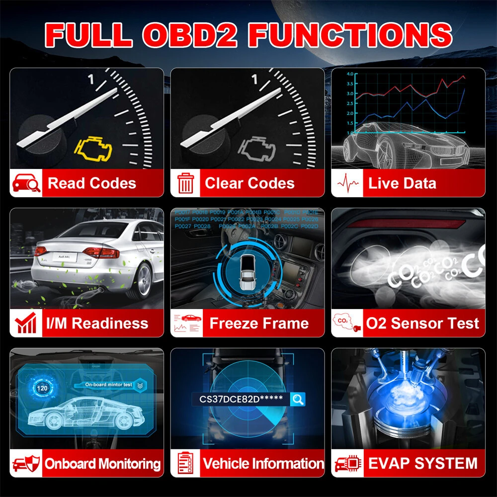 Launch CR300 Full OBD2 Scanner CAN Auto Code Reader Diagnostic Tools I/M Engine Battery Tester