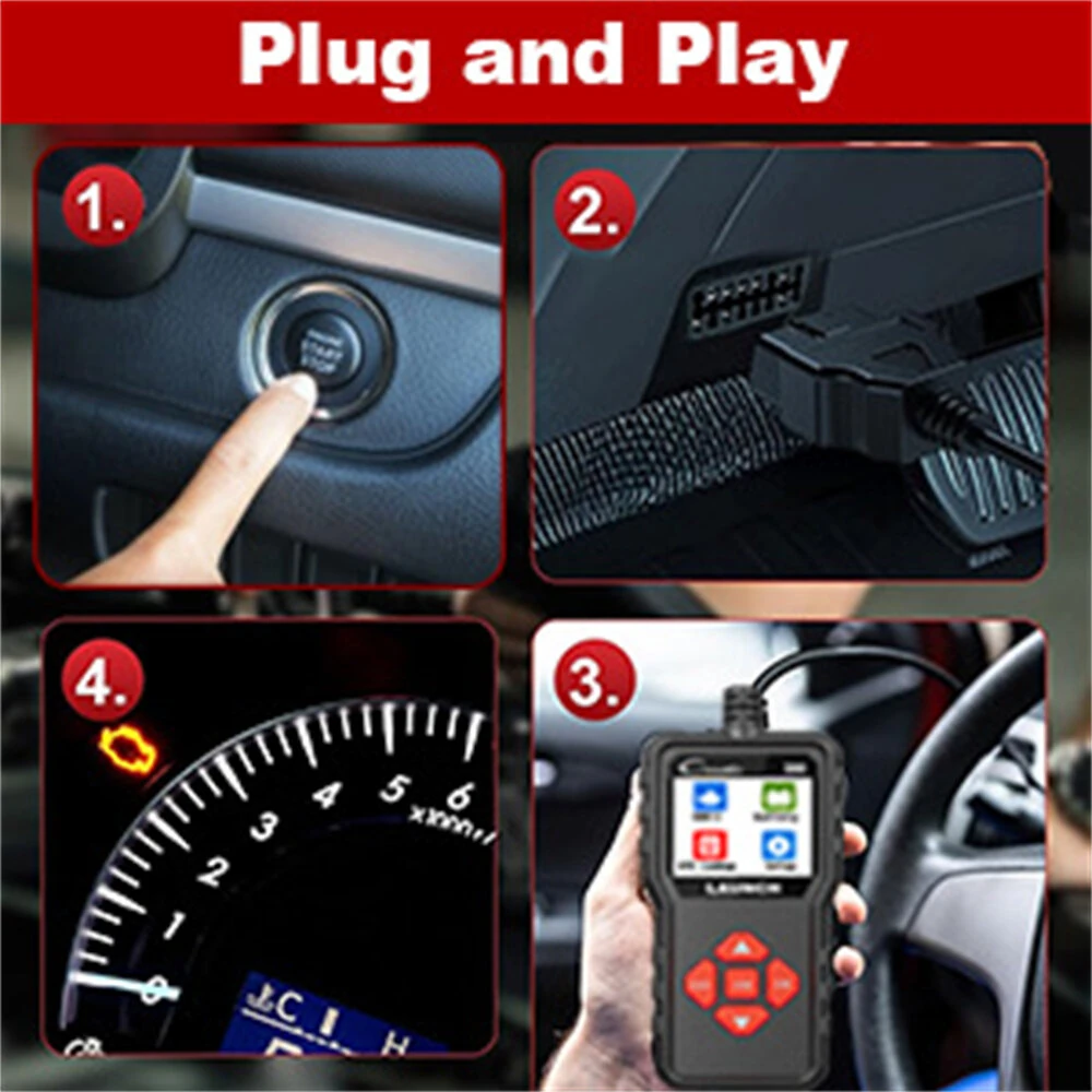 Launch CR300 Full OBD2 Scanner CAN Auto Code Reader Diagnostic Tools I/M Engine Battery Tester