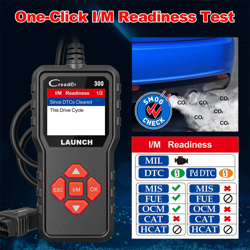 Launch CR300 Full OBD2 Scanner CAN Auto Code Reader Diagnostic Tools I/M Engine Battery Tester