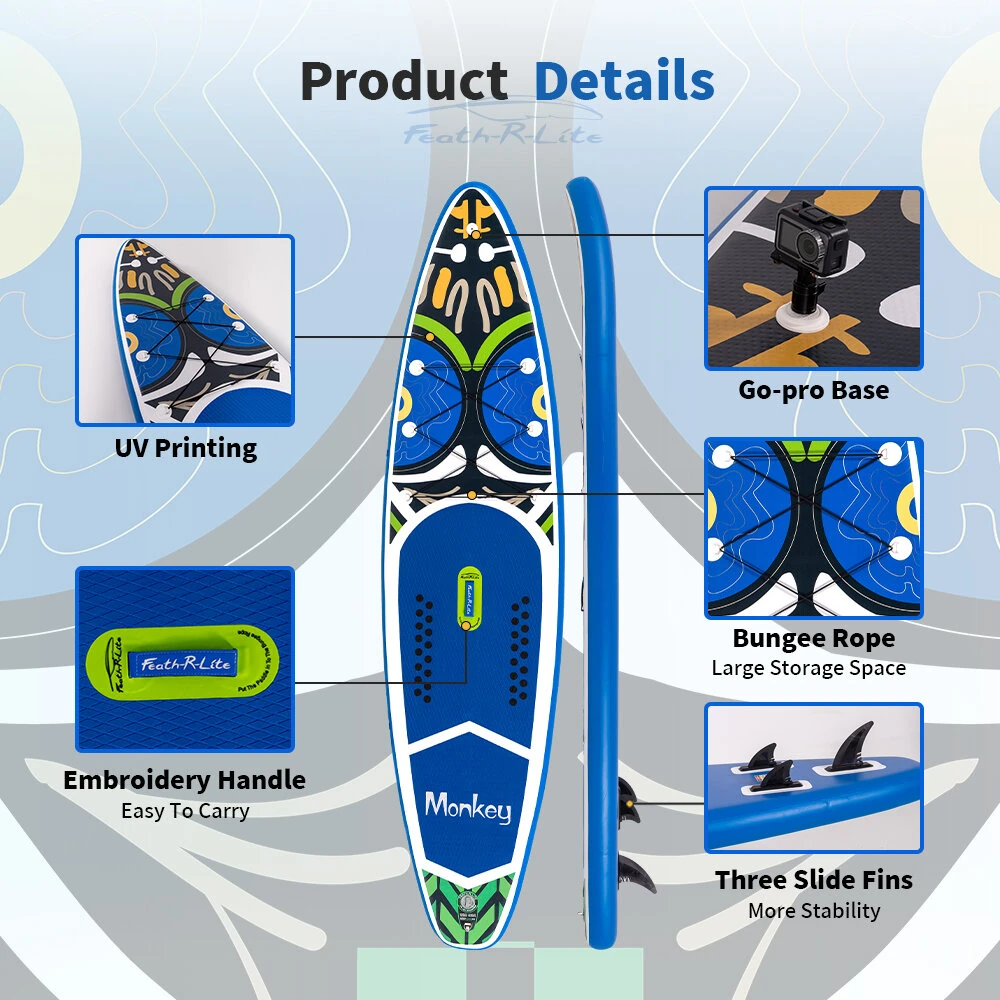 [EU Direct] Funwater 335cm 350cm Inflatable Stand Up Paddle Board with Air Pump Adjustable Paddle Travel Backpack Leash Waterproof Bag Adult Paddle Board-SUPFR01E SUPFR02E SUPFR01D SUPFR02D