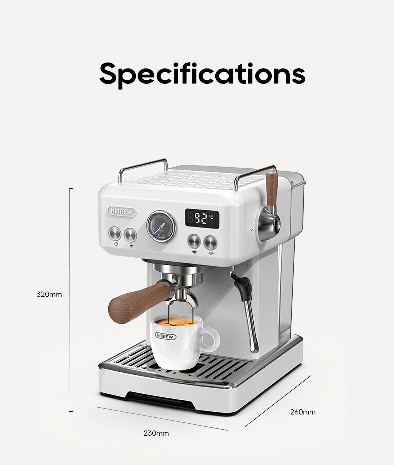 [EU Direct] HiBREW H10 Plus Semi Automatic Espresso Coffee Machine 20 Bar with NTC & PID Temp Control DIY Function Adjustable Temperature Cup Size