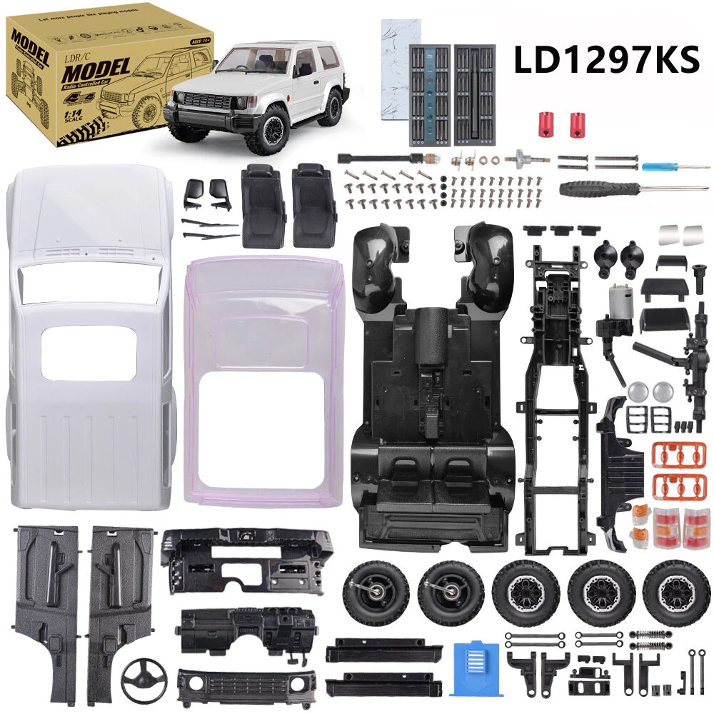 LDRC 1297 Pajero DIY KIT 1/14 4WD RC Car LED Light Off-Road Truck Climbing Rock Crawler Full Proportional Vehicles Models Remote Control Toys