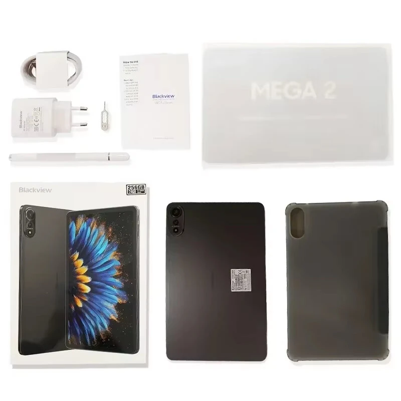 Blackview MEGA 2 UNISOC T615 Octa Core 12GB RAM +24GB Virtual Memory 256GB ROM Netflix Widevine L1 4G LTE 12 Inch Face Unlock Android 15 Tablet PC With Case Cover Screen Protector And Stylus Pen
