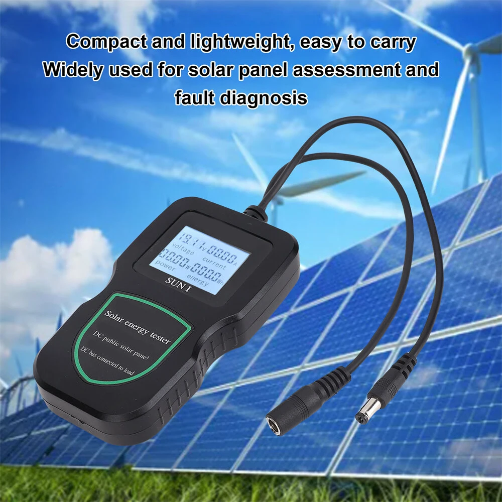 SUNI Solar Energy Tester MPPT Power Analyzer 48V Portable Lightweight PC Material Solar Panel Performance Diagnostic Voltage Current Measurement Clear LCD Display