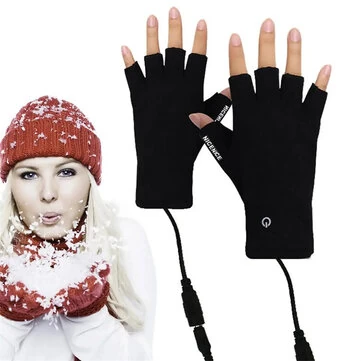 TENGOO Winter Electric Heated Gloves USB Rechargeable Half-finger Gloves Hand Warmer Heating Gloves Thermal Touch Screen Waterproof Motorcycle Gloves