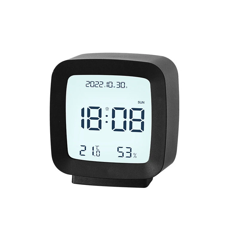 Digital Alarm Clock 12/24H Electronic Alarm Clock Voice-activated Backlight Temperature Humidity Nightlight Table Clocks with Snooze Function