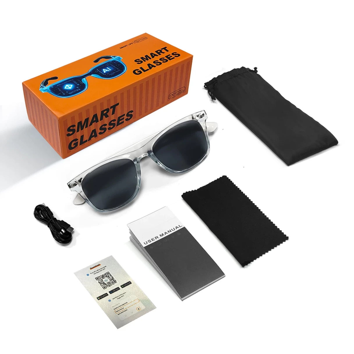 Bakeey F16 AI bluetooth 5.4 Glasses Real Time Translation 100 Languages Music Calling Type-C Charging Anti Blue Light UV Protection Touch Control Dual Motherboard Design Smart Glasses