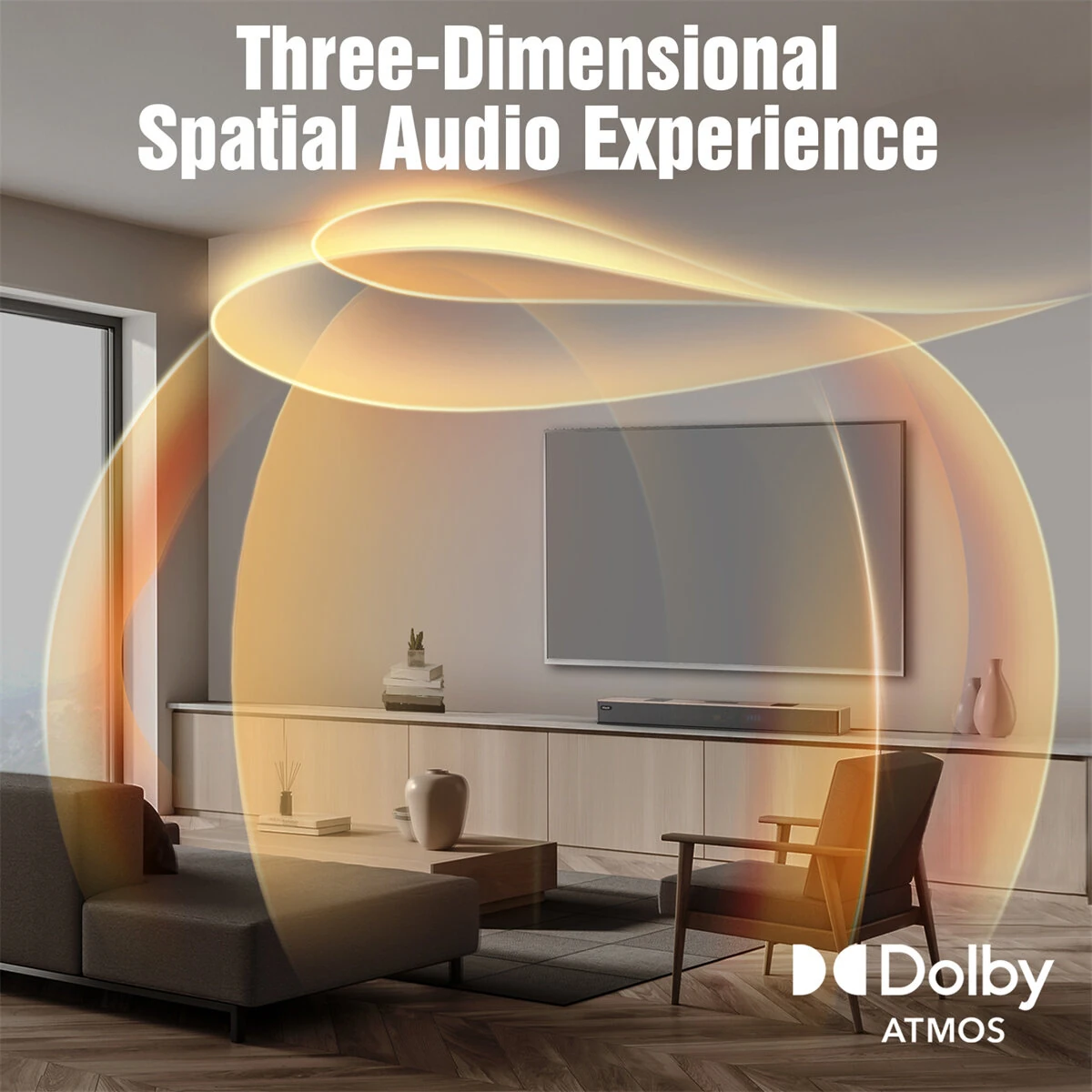 Hiwill A502 Dolby Atmos Soundbar 400W 5.2.2CH Wooden Soundbar Built-in Double Subwoofer 9 Precision-engineered Drivers Resonance Optimization Architecture Surround Sound System TV Soundbar