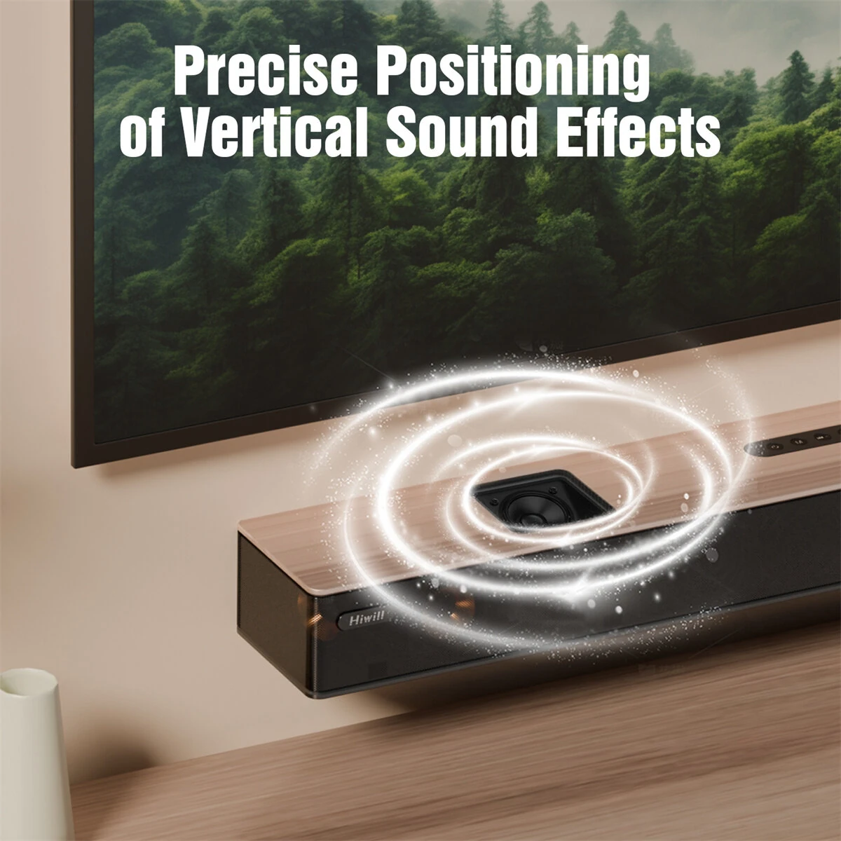Hiwill A502 Dolby Atmos Soundbar 400W 5.2.2CH Wooden Soundbar Built-in Double Subwoofer 9 Precision-engineered Drivers Resonance Optimization Architecture Surround Sound System TV Soundbar