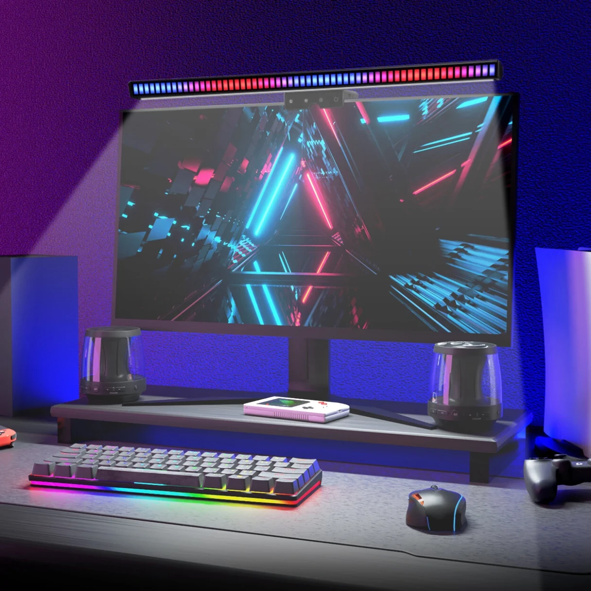 BlitzWolf® BW-NEW CML4 RGB Gaming Monitor Light Bar APP Control Dual Light Source Adjustable Light Color Temperature Eye Protection Anti-Glare USB e-Reading Light Touch Control for Home Office PC Computer