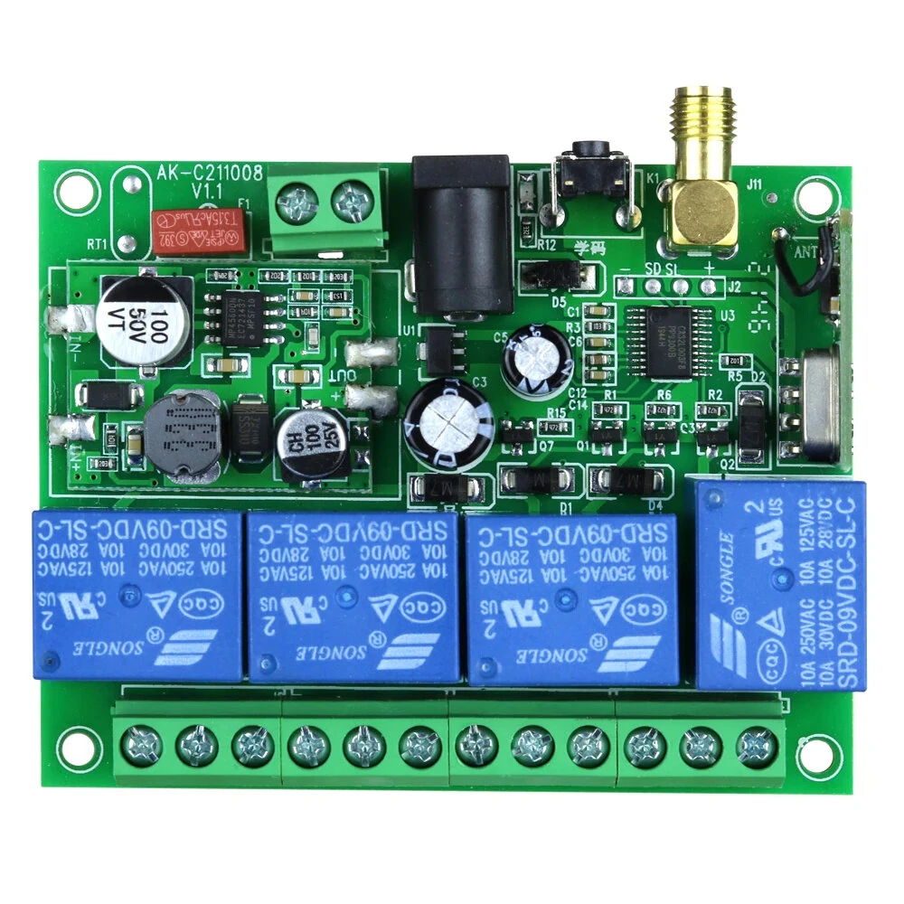 4CH RF Wireless Remote Control Switch Radio Receiver DC 12V 24V 36V 2000M Long Distance Remote Controller Suckers Antenna