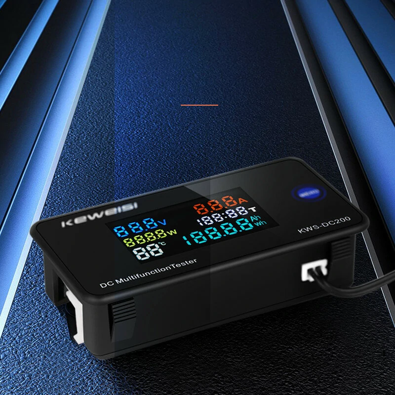 KWS-DC200 0-200V 0-100A DC Digital Display Voltage and Current Meter Color Screen Power Tempterature Tester Timer