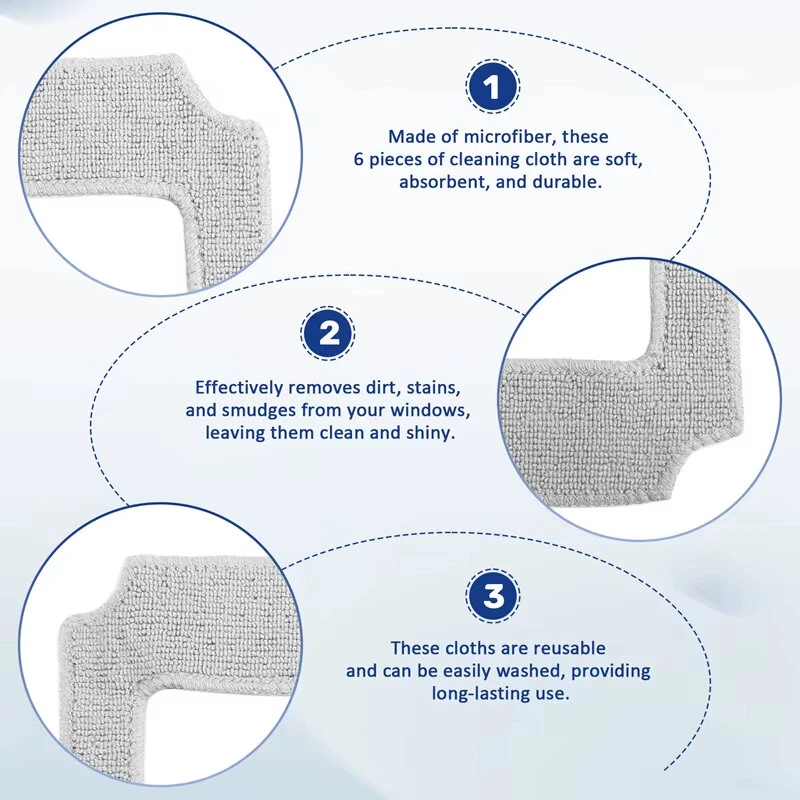 6pcs Window Cleaning Robot Mop Cloth Cleaning Cloth Towel Dusting Cloth for LIECTROUX YW910